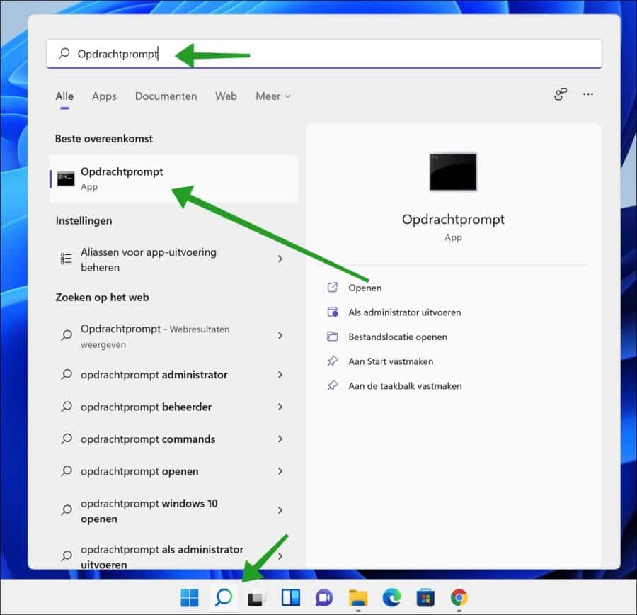 Open Command Prompt via Windows 11 Search