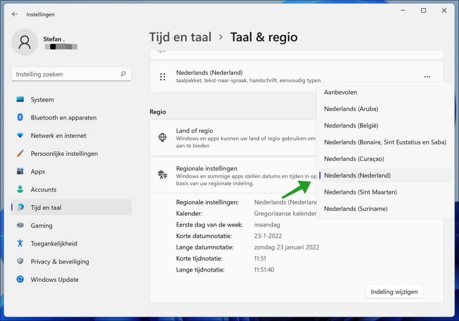 Regionale instellingen in Windows 11