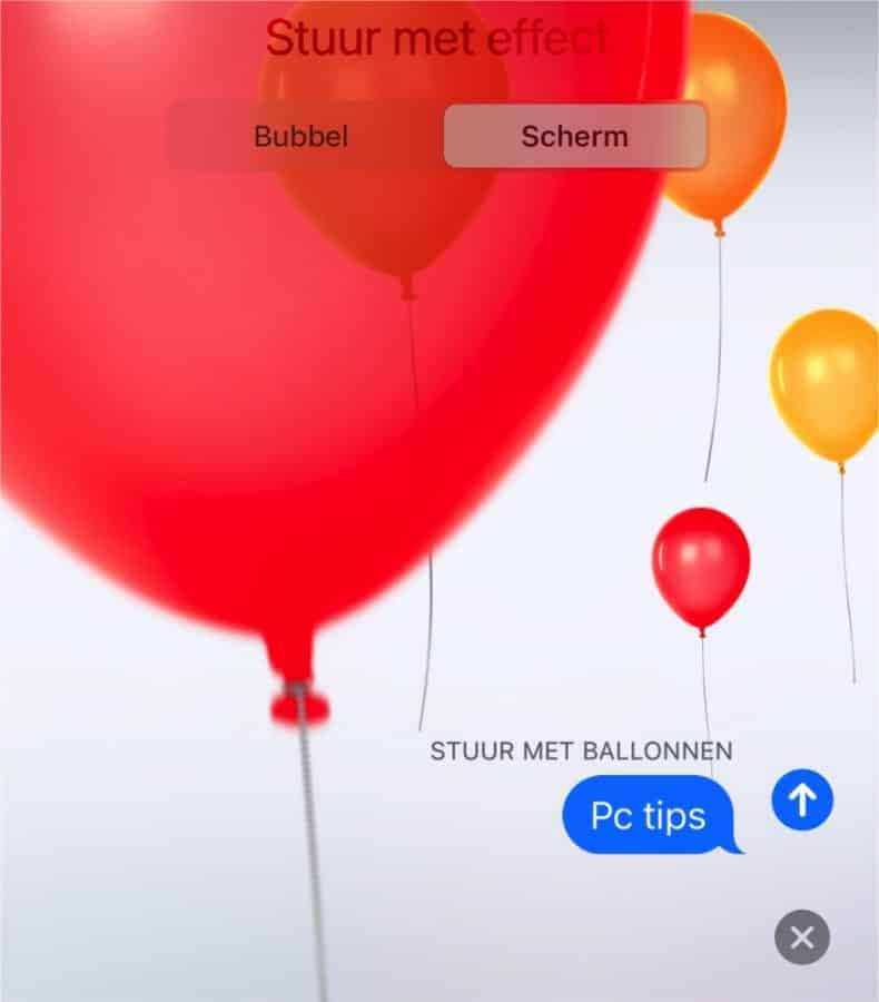 Scherm effect iMessage berichten iPhone iPad