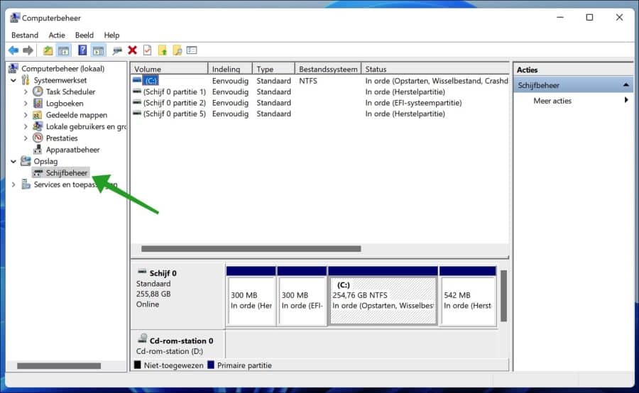 Open Disk Management through Computer Management