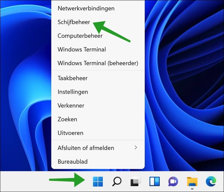 Open Disk Management via Win X menu