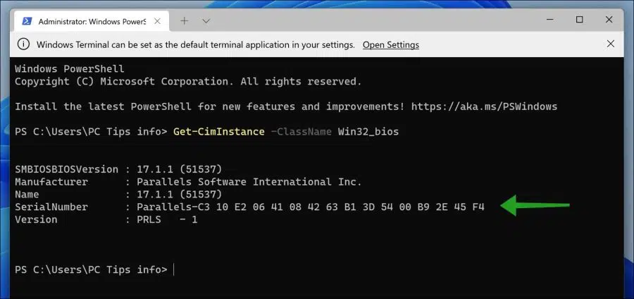 Serienummer van computer opzoeken via Windows PowerShell