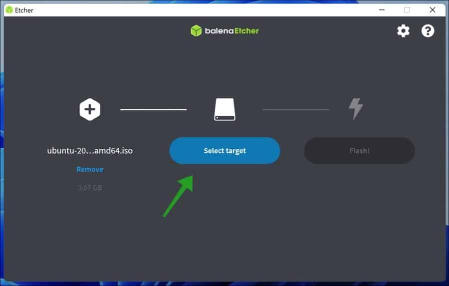 USB stick selecteren om iso op te flashen