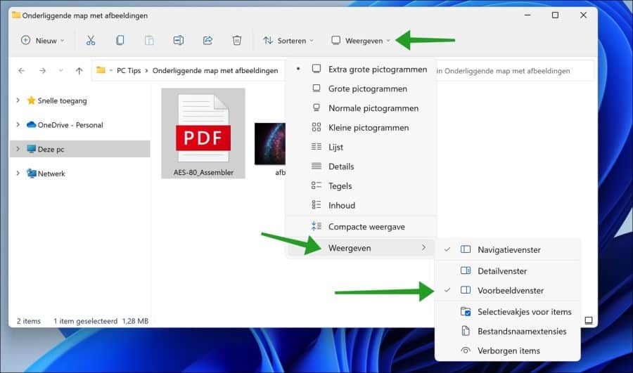 Voorbeeldvenster weergeven in Windows verkenner