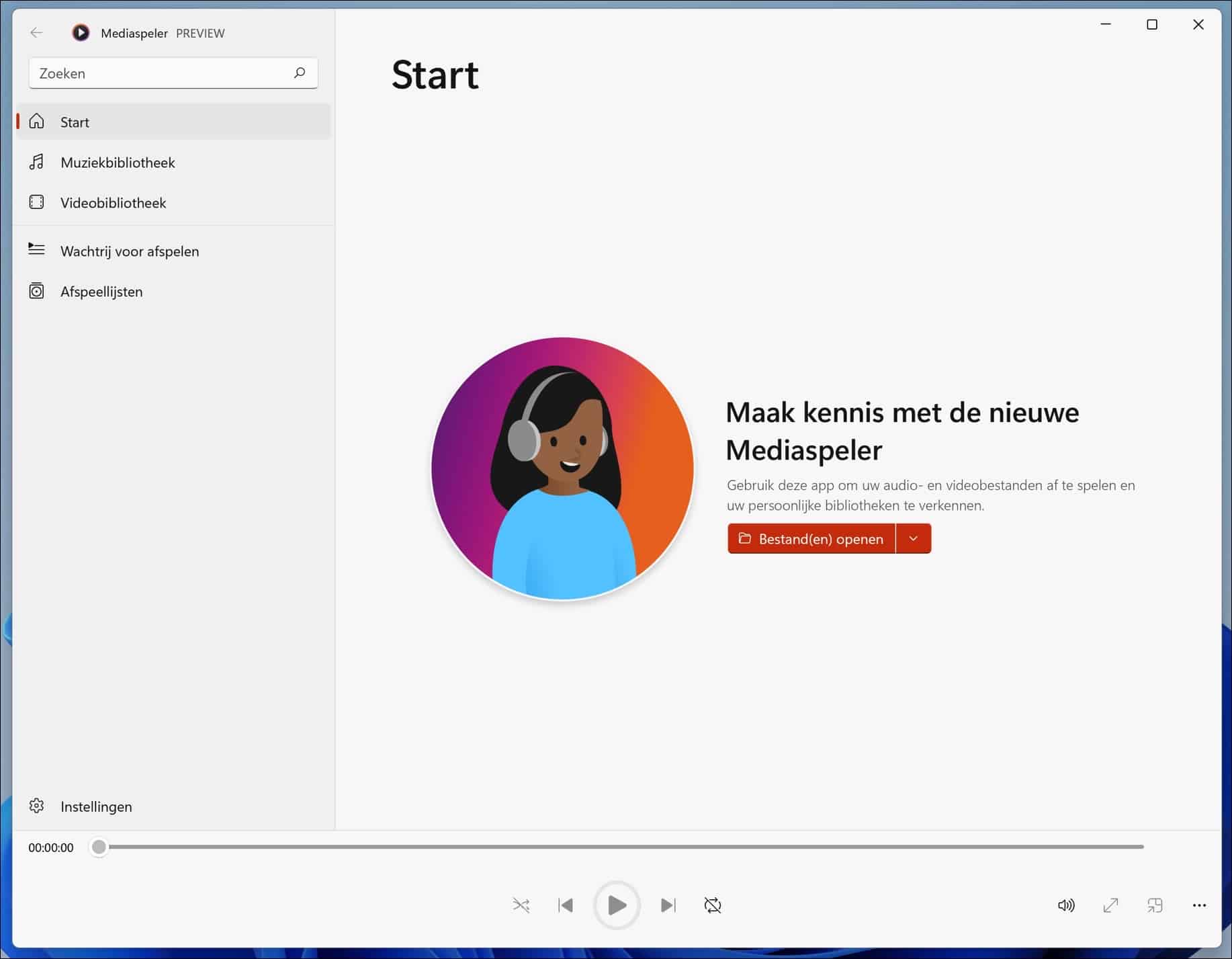 Vista previa de Windows Media Player en Windows 11