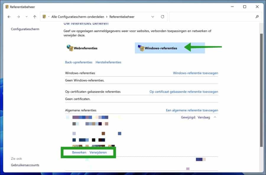 Gérer les informations d'identification Windows