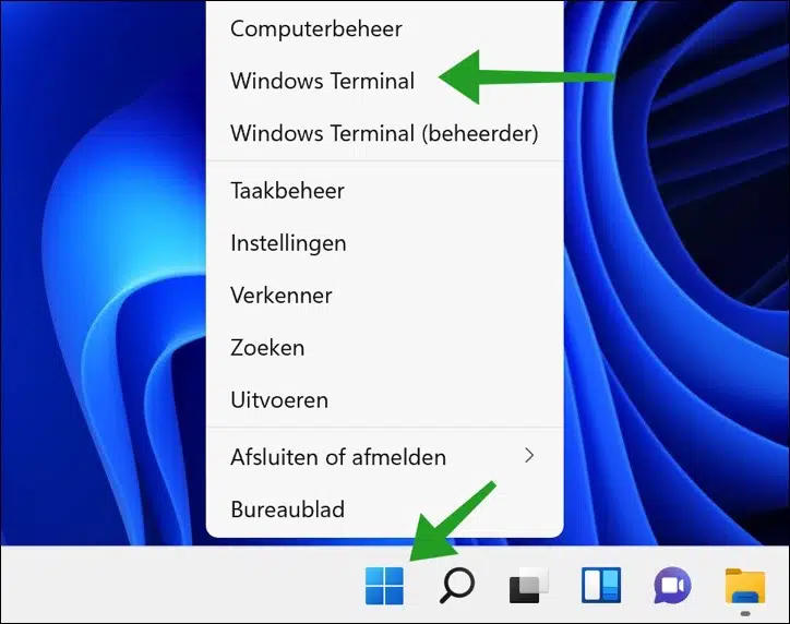 Windows terminal openen