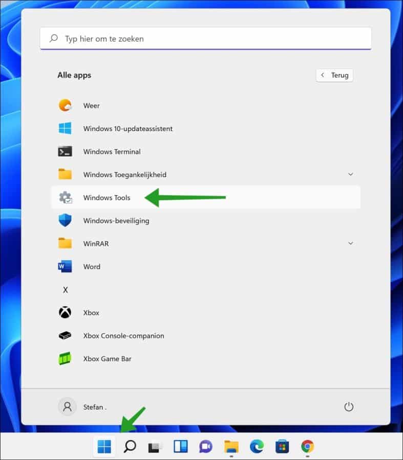 Windows tools openen