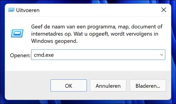 cmd exe uitvoeren