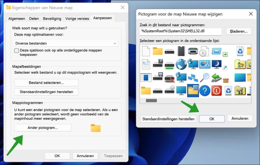 pictogram wijzigen van map in windows