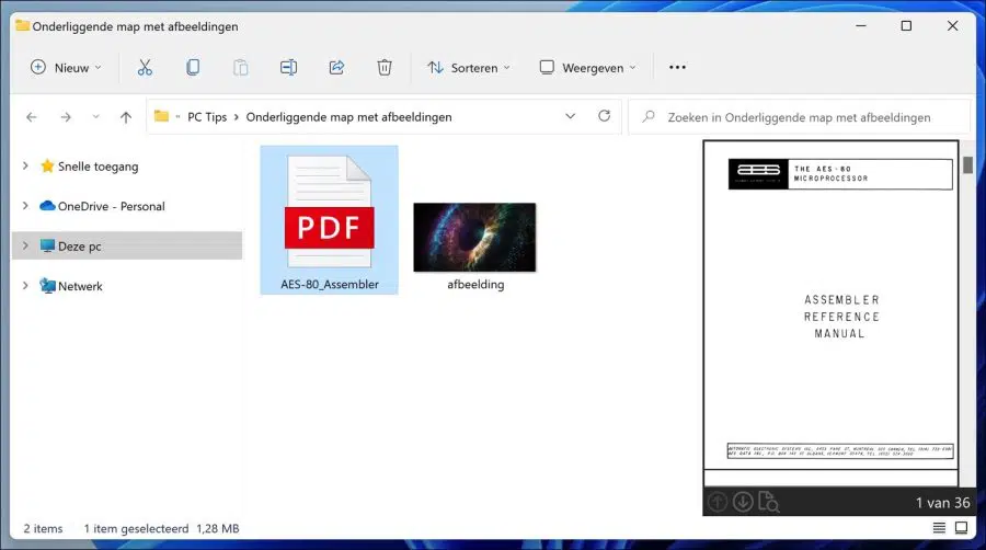 voorbeeld van pdf bestand inhoud in windows