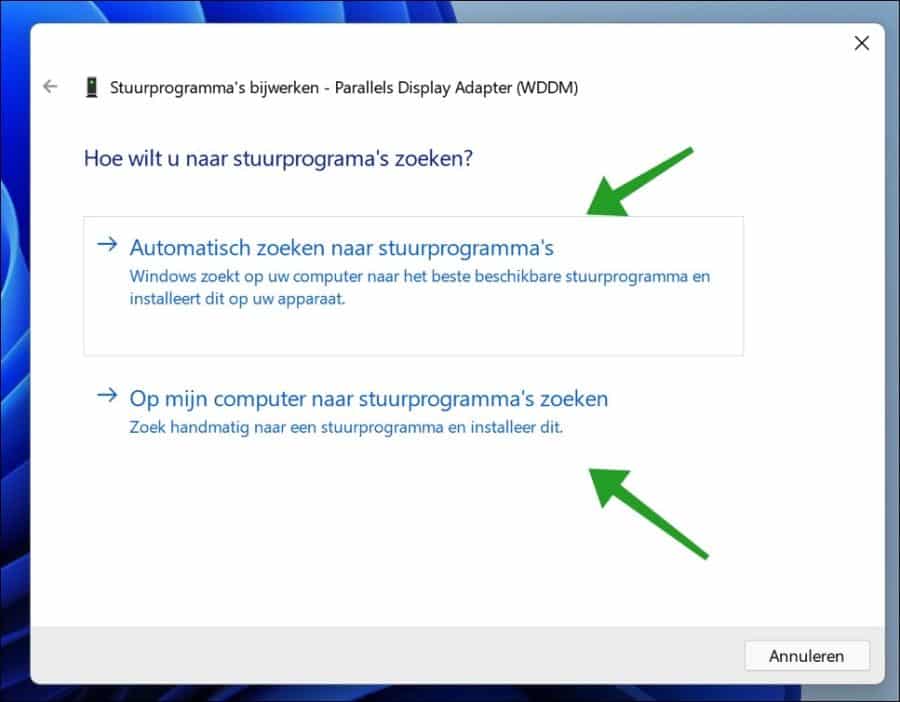 Automatisch of handmatig zoeken naar stuurprogrammas in Windows