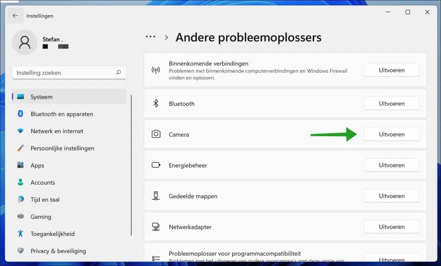 Camera probleemoplosser in Windows 11
