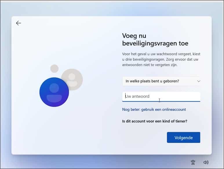 Controlevraag tijdens installatie Windows 11