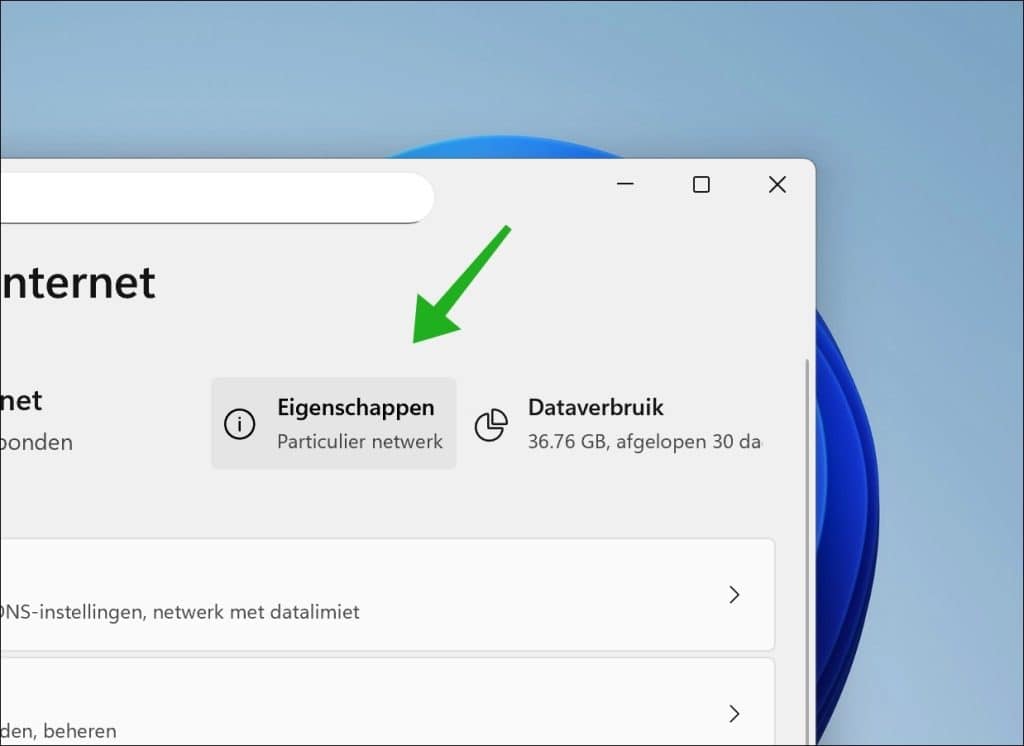 Eigenschappen openbaar of particulier netwerk