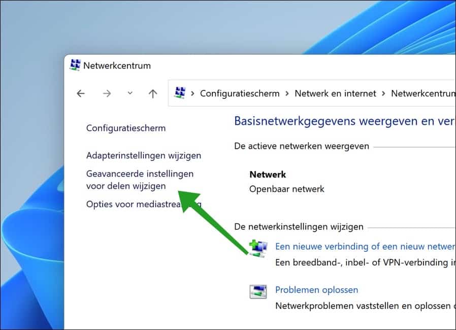 Geavanceerde instellingen voor delen wijzigen in Windows 11