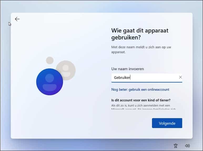 Lokaal account gebruiken om Windows 11 te installeren