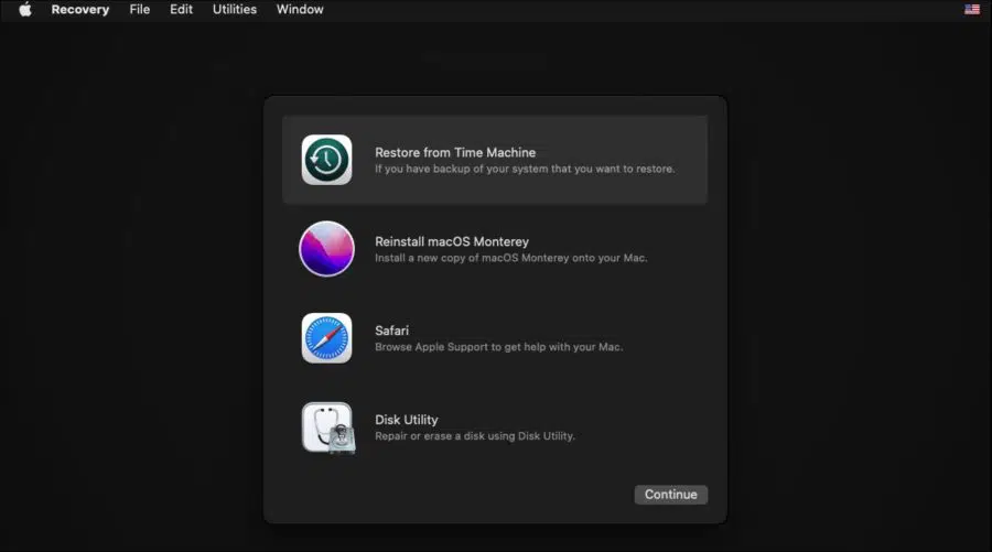 Mac recovery menu herstelmenu