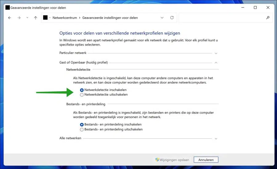 Netwerkdetectie inschakelen of uitschakelen in Windows 11