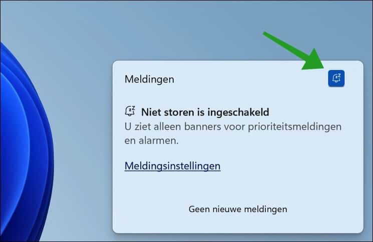 Niet storen meldingen in Windows 11