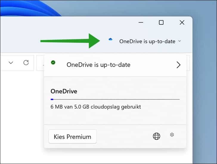 OneDrive status in Windows verkenner