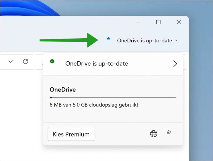 OneDrive status in Windows verkenner