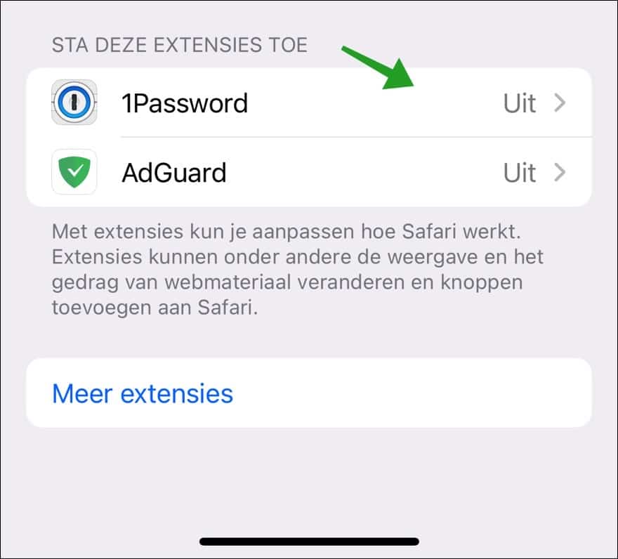 Safari extensie inschakelen op iPhone of iPad