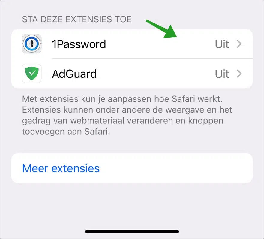 Safari extensie inschakelen op iPhone of iPad