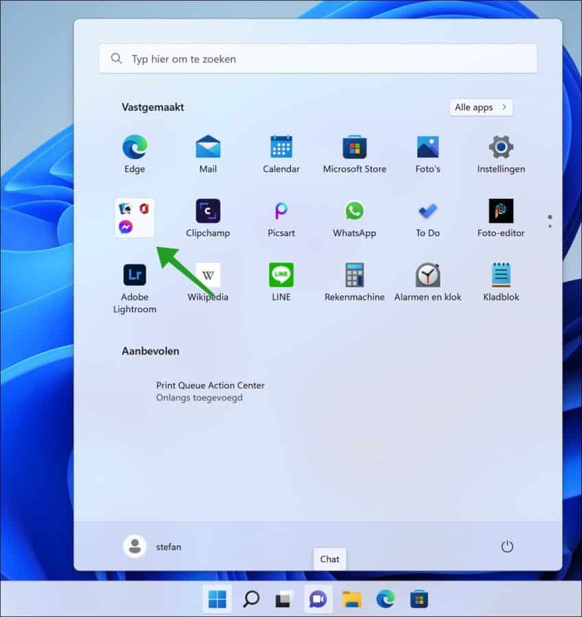 Startmenu mappen in Windows 11