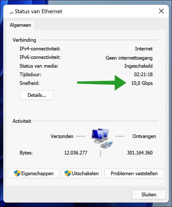 Network adapter status