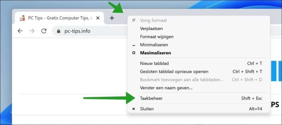 Taakbeheer openen in Google Chrome