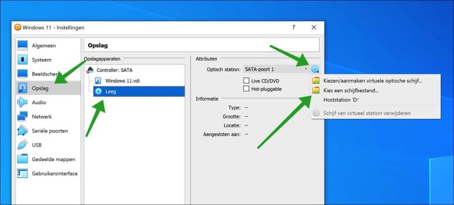 Virtueel schijfbestand Windows 11 iso bestand selecteren