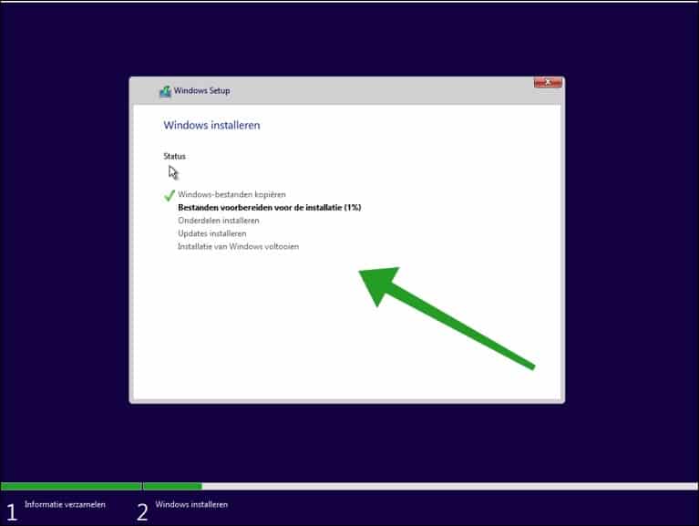 Windows 11 installatie gestart