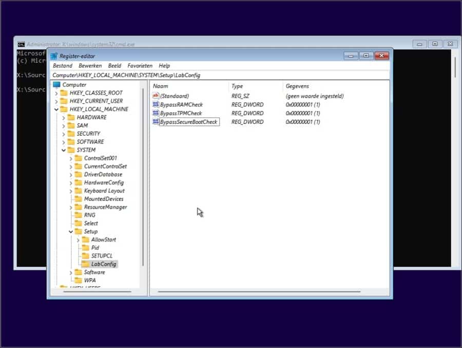Windows 11 vereisten omzeilen via register