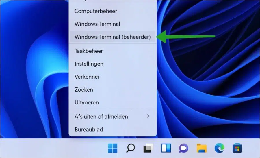 Windows Terminal beheerder openen in Windows 11