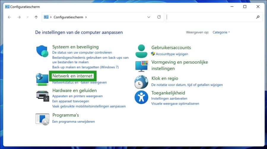 netwerk en internet instellingen openen