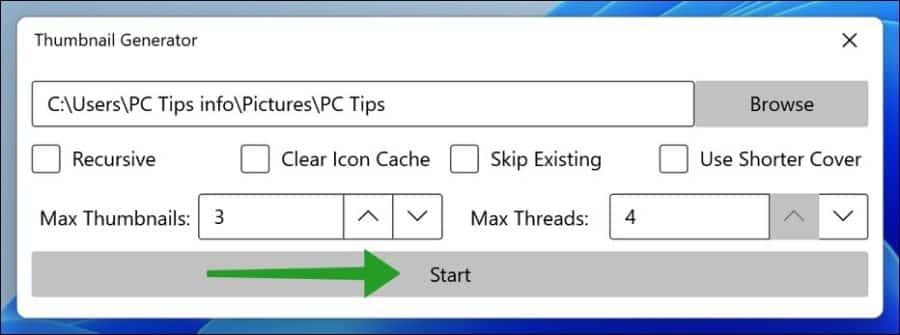 thumbgenerator starten
