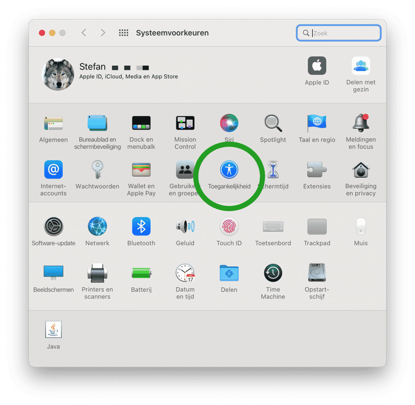 toegankelijkheid opties in mac