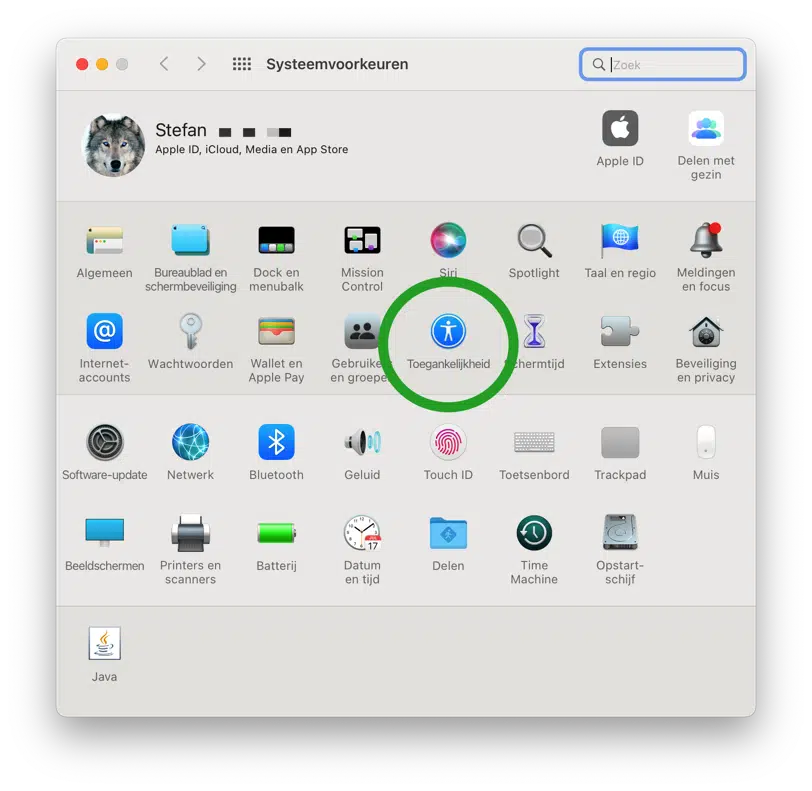 toegankelijkheid opties in mac