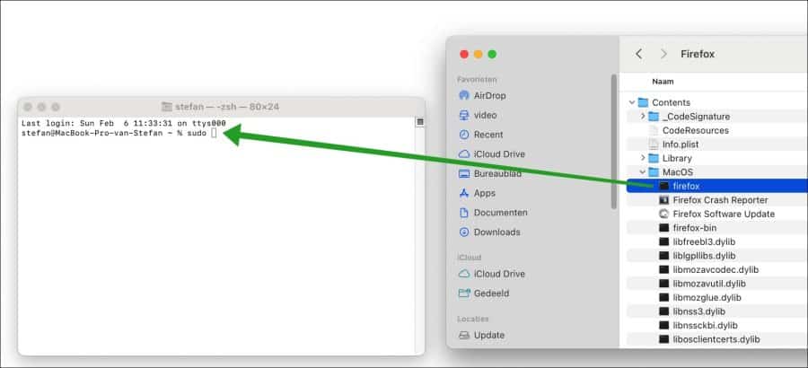 Execute o executável unix como root