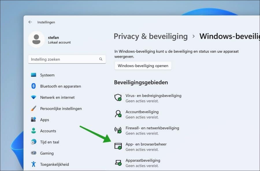 App en browserbeheer openen