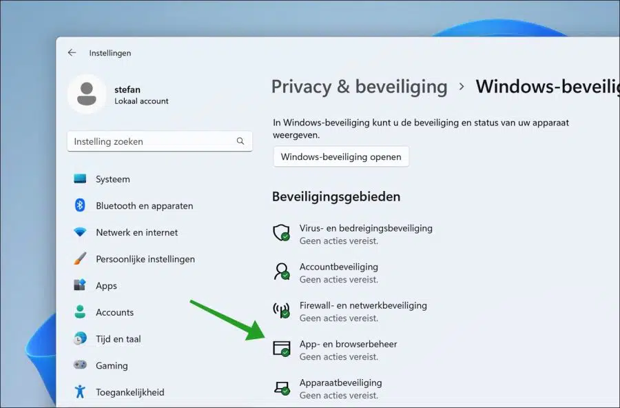 App en browserbeheer openen