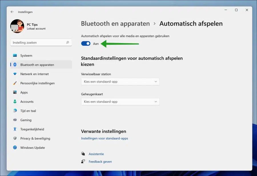Automatisch openen instellingen in Windows 11