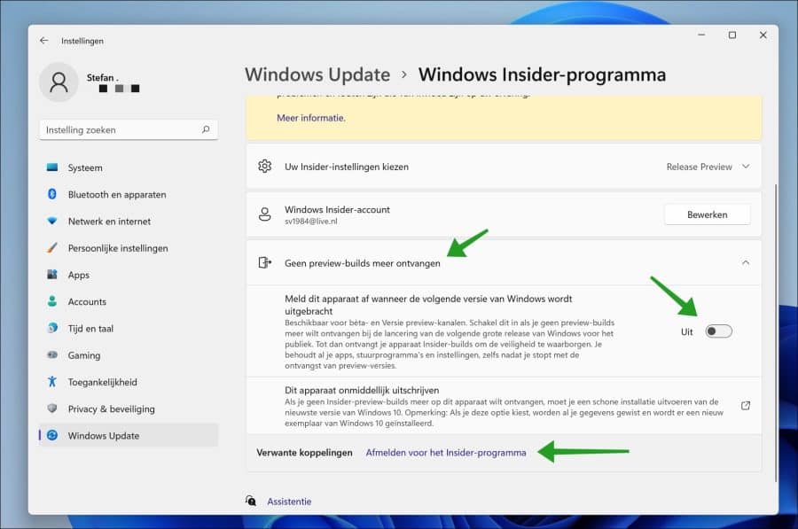 In Windows 11 werden keine Vorschau-Builds mehr empfangen