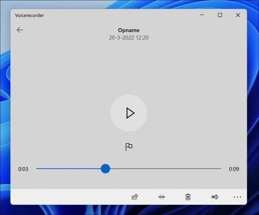 Geluidsopname in Windows 11 via de voicerecorder app