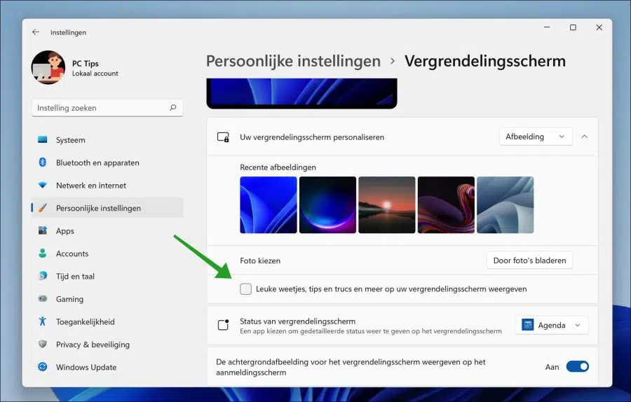 Leuke weetjes, tips en trucs uitschakelen op vergrendelingsscherm in Windows 11