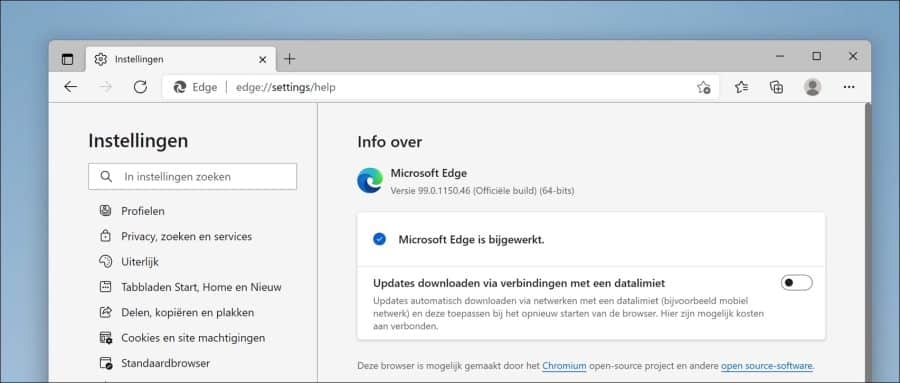 Mettre à jour Microsoft Edge vers la dernière version