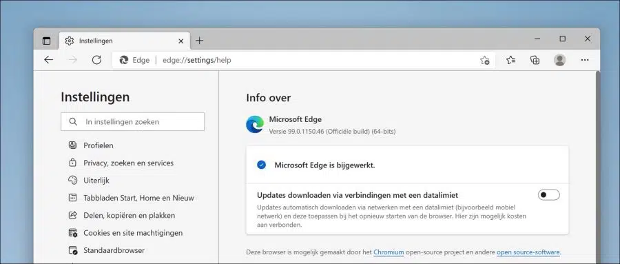 Microsoft Edge bijwerken naar laatste versie
