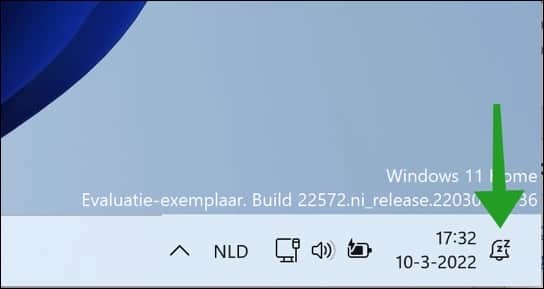 Nieuw niet storen pictogram in Windows 11 22572