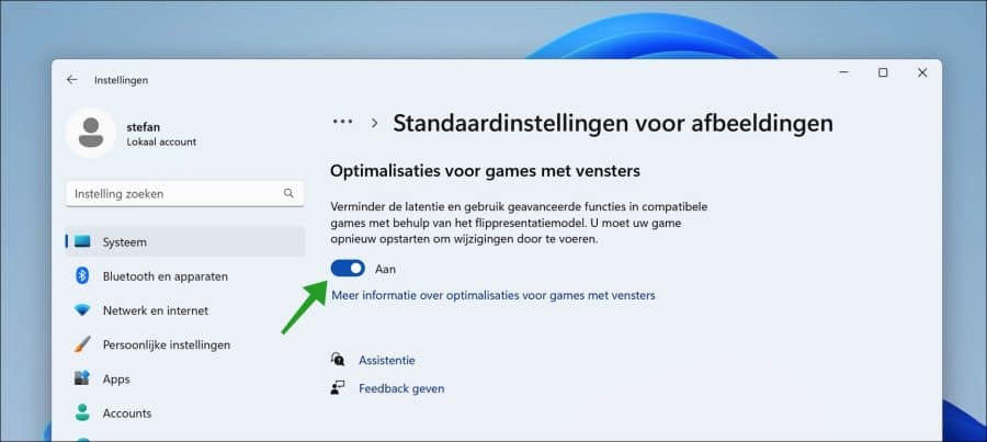 Optimalisatie voor games met vensters inschakelen of uitschakelen in Windows 11